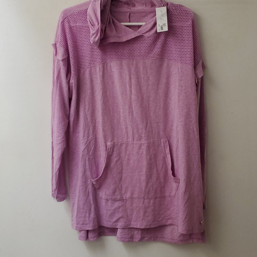 Pink mesh Hoodie blouse